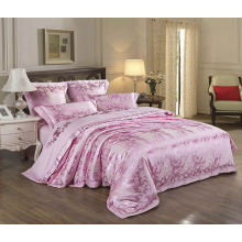 Well Designed Floral Jacquard Duvet Cover Sets with Pillow Sham/Pink Satin Embroidery Home Textile Bed Cover Set